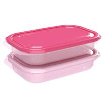 Kit com 2 potes rasos 460 ml degradê rosa