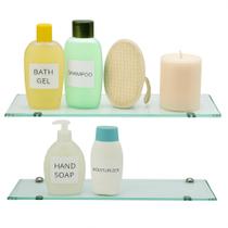 Kit com 2 Prateleiras de Vidro Incolor 40x10 cm Sustentabilidade e Estilo para Banheiro ou Cozinha