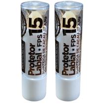 Kit Com 2 Protetor Labial e Solar Fps 15 Manteiga de Cacau Com Própolis e Vitamina E