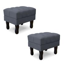 Kit com 2 puff baú luis xv capitonê suede srj moveis