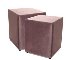 Kit com 2 Puff Quadrado Suede Marrom Decorativo 35x35cm