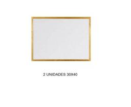 Kit com 2 Quadros Brancos com Moldura de Madeira 30x40cm