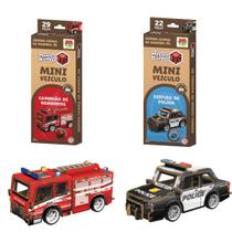 Kit com 2 Quebra Cabeça De Madeira 3d Mini Veículos Colecionáveis