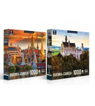 Kit Com 2 Quebra-Cabeças - Grande Palácio de Bangkok e Castelo De Neuschwanstein 1000 Peças - toyster