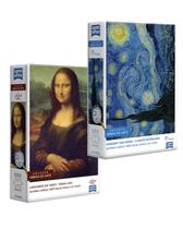 Kit com 2 quebra cabeças Noite estrelada Van Gogh e Monalisa Kit com 2 quebra cabeças Noite estrelada Van Gogh e Monalisa