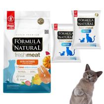 Kit Com 2 Ração Super Premium Fórmula Natural Fresh Meat Para Gatos Adultos Castrados Sabor Salmão 500g