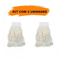Kit Com 2 Refil Mop Úmido Algodão Ponta Dobrada Bralimpia