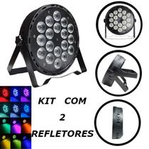 kit com 2 Refletor Par Led 18 Leds 12w Rgbw Quadriled Dmx