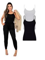 Kit Com 2 Regata Alcinha Feminina Black White