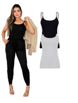 Kit Com 2 Regatas Alcinha Feminina Lisa - Black White