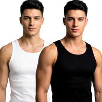 Kit com 2 Regatas Masculina Canelads Slim Fit Modelo Americano Fitness Treino Confortável Kit com 2 Regatas Masculina Canelads Slim Fit Modelo Americano Fitness Treino Confortável