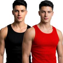 Kit com 2 Regatas Masculina Canelads Slim Fit Modelo Americano Fitness Treino Confortável