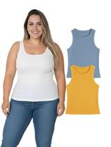 Kit Com 2 Regatas Ribana Feminina Plus Size Cor:ColoridoTamanho:Único