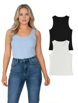 Kit Com 2 Regatas Ribana Feminina Preta+Branca Cor:Preto+BrancoTamanho:M