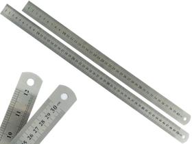 Kit Com 2 Régua Metal Inoxidável Marcação De Baixo Relevo Uso Escolar Escritório Engenheiro Profissional 40 e 50 cm