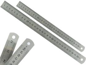 Kit Com 2 Réguas Metal Leve De Aço Inoxidável Tamanho 30 cm Marcação Baixo Relevo Escolar Escritório Engenheiro Kit Com 2 Réguas Metal Leve De Aço Inoxidável Tamanho 30 cm Marcação Baixo Relevo Escolar Escritório Engenheiro