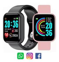 Kit com 2 Relógio Inteligente SmartWatch iOS Android Bluetooth Troca Pulseira Mult-Funções