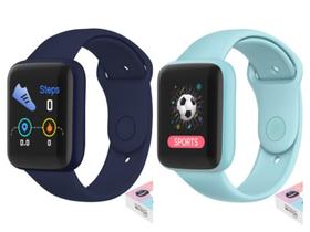 Kit Com 2 Relógio Inteligente SmartWatch Y68Para Ios E Android Macaron Azul Escuro Azul Claro - Smart Bracelet