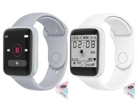 Kit Com 2 Relógio Inteligente SmartWatch Y68Para Ios E Android Macaron Cinza-Branco - Smart Bracelet
