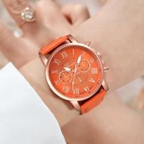 Kit Com 2 Relógios Quartz Feminino Com Pulseira De Couro Kit Com 2 Relógios Quartz Feminino Com Pulseira De Couro