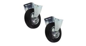 Kit com 2 rodízio fixo de borracha 125mm - 5 polegadas - jst