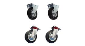 Kit com 2 rodízios 5pol fixo + 2 rodízios 5pol giratório sem trava - jst Kit com 2 rodízios 5pol fixo + 2 rodízios 5pol giratório sem trava - jst