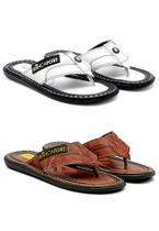 Kit com 2 Sandálias Chinelo de Couro Legítimo Francafort 1110 Moderna e de Fácil Calce Kit com 2 Sandálias Chinelo de Couro Legítimo Francafort 1110 Moderna e de Fácil Calce