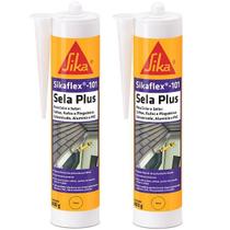 Kit com 2 Selante Sikaflex 101 Sela PLUS 400G Cinza Sika Kit com 2 Selante Sikaflex 101 Sela PLUS 400G Cinza Sika