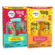 Kit com 2 Shampoo e Condicionador todecacho Kids Morango + Maracujá Salon Line