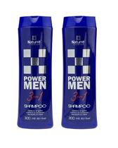 kit com 2 Shampoo Power Men Naturrê 300ml Força e Controle