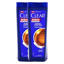 Kit com 2 Shampoos Anticaspa Clear Men Queda Control 200ml