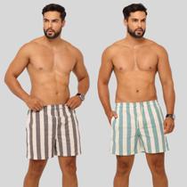 Kit Com 2 Short Linho Bermuda Masculina Sofisticada Premium