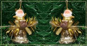 Kit com 2 Sinos Dourados com Laço Enfeite Natalino 10cm