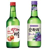 Kit com 2 Soju Bebida Coreana Morango e Blueberry 360ml