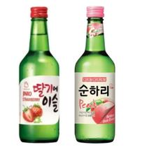 Kit com 2 Soju Bebida Coreana Morango e Pessêgo 360ml