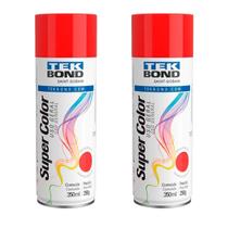 Kit Com 2 Spray Tek Bond Vermelho Brilhante Uso Geral 350ml