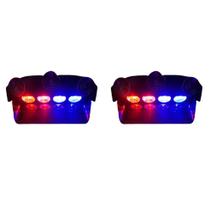 Kit com 2 Strobo Interno Led para o parabrisa Vermelho Azul