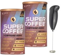 Kit com 2 super coffee 3.0 choconilla 380g - caffeine army + mixer misturador