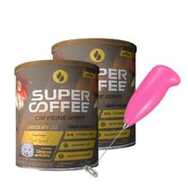 Kit com 2 super coffee 3.0 lingua de gato 220g - cafeine army + mini mixer rosa