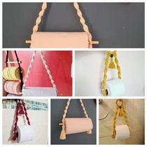 kit/ com 2 suporte papel higiênico /toalha em macramê