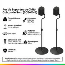 KIT COM 2 SUPORTE PEDESTAL DE CHÃO PARA CAIXA ACUSTICA E HOME AJUSTÁVEL DE ALTURA COM ROTACAO DE 360º