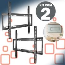 Kit Com 2 Suporte Universal Fixo Para Tv 23 a 63 Pol Slim Polegadas Até 50Kg Preto Casa Sala