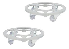 Kit Com 2 Suportes Para Vaso 25cm Com Rodízios Em Gel