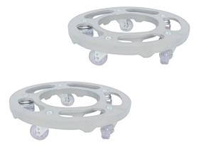 Kit Com 2 Suportes Para Vaso 30cm Linha Pesada Com Rodinhas