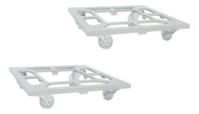 Kit Com 2 Suportes Para Vaso 30cm Quadrado Com Rodinhas