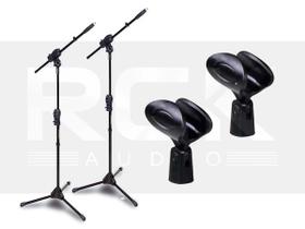 Kit com 2 Suportes Pedestal para Microfone IBOX SMMax + 2 Cachimbos