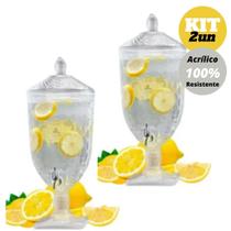 Kit Com 2 Suqueiras Acrílico Torneira Suporte Dispenser 5 Litros