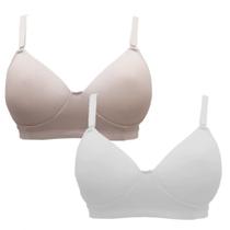 Kit Com 2 Sutiãs Plus Size Com Bojo e Sem Aro - Miss France Kit Com 2 Sutiãs Plus Size Com Bojo e Sem Aro - Miss France
