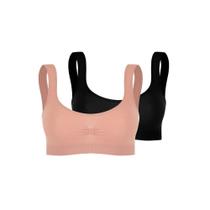 Kit com 2 Sutiãs Top Trifil C00901/0901 Sem Costura - Preto/Macadâmia Kit com 2 Sutiãs Top Trifil C00901/0901 Sem Costura - Preto/Macadâmia