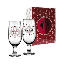 Kit Com 2 Taças De Cerveja 300ml Jogo Do Amor Simas